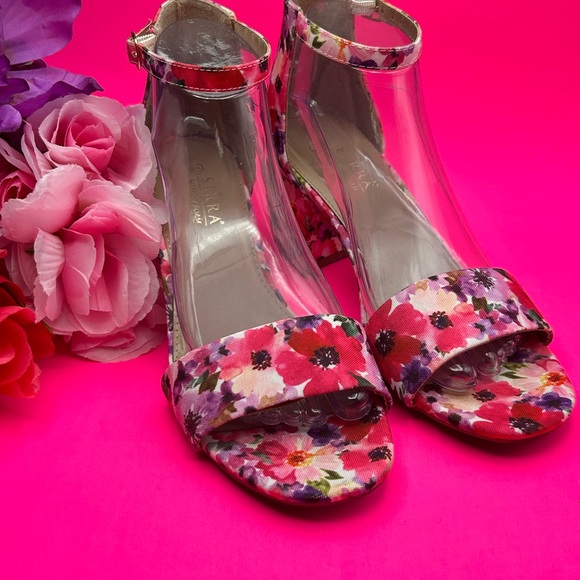 Serra Memory Foam Floral Block Heel Ankle Strap Sandals Size 8 1/2 NWOT - Picture 1 of 10